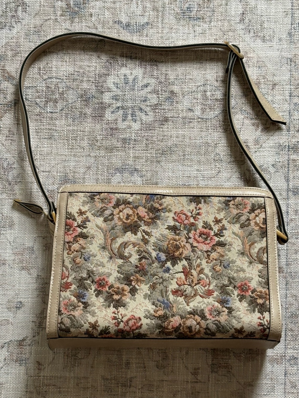 April Cornell Beige Floral Tapestry Shoulder Bag - Picture 4 of 7